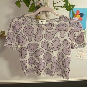 A mesh crop top that is super cute & trendy.